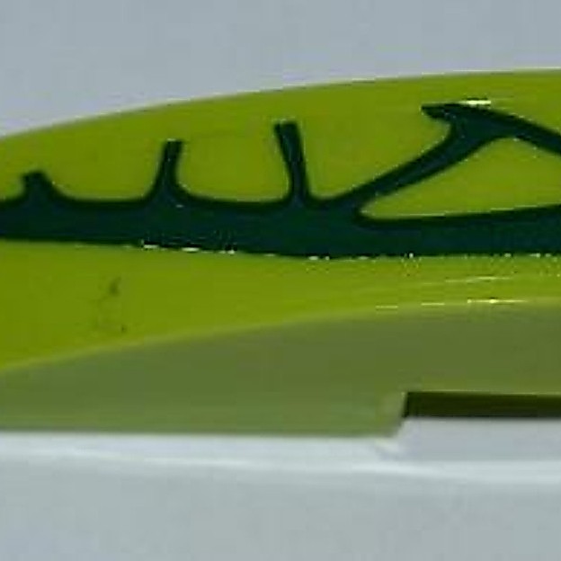 Brick2cube Part - Slope, Curved 3 x 1 with 4 Lime Scales Pattern Model Left Side (Sticker) - Set 955
