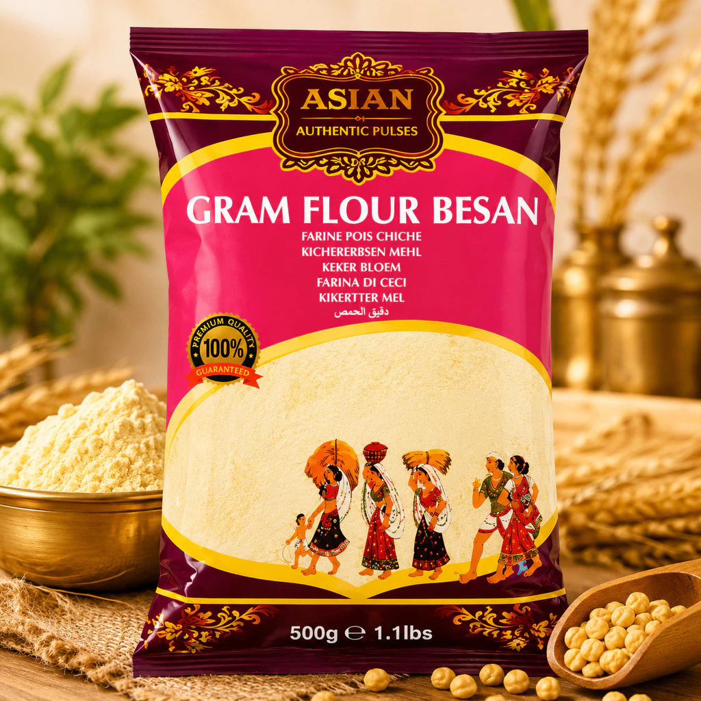 Besan Flour / Gram Flour 500g แป้งถั่วลูกไก่ แป้ง ถั่วลูกไก่ 100% เบซัน ( Chickpea 100% ) 500 กรัม.