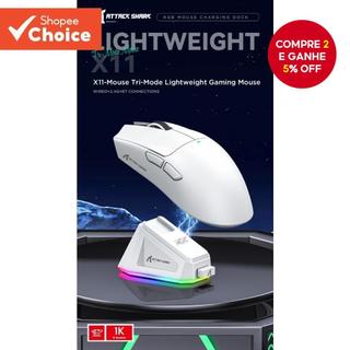Mouse Attack Shark X11 Sem Fio Bluetooth Três Modos 2.4G BT5.0 22000DPI Recarregável RGB PC Gaming Configuração De Mesa 