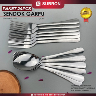 SUBRON 24pcs SET Sendok Garpu Makan Stainless 22 gram Alat Makan Lengkap Spoon Fork