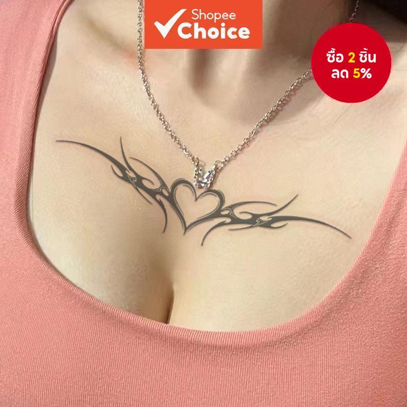 Angel Wing Heart รอยสักชั่วคราวกันน้ํา 15 วันผู้หญิงกึ่งถาวร