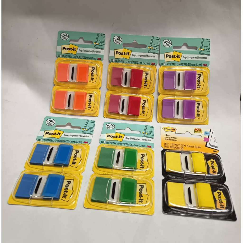 (แพ็คคู่ / 2s@Card) 3M Post-it Colour Flags (680) - 1 in x 1.7 in (25,4 mm x 43,2 mm)