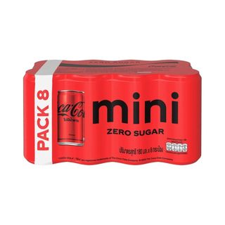 โค้ก ซีโร่ น้ำอัดลมสูตรไม่มีน้ำตาล Coke Zero Sugar 180ml. Pack8