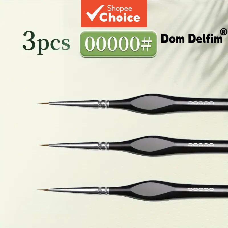 Dom 15 ชิ้น 12 Delfim 10000000 Extra Fine รายละเอียดแปรงไนลอนผมสามเหลี่ยม Handle ทนทานสําหรับอะคริลิคสีน้ําหัตถกรรมรุ่น R...