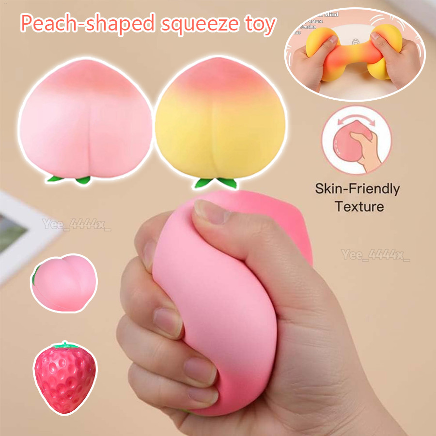 ยืดรูปพีชบีบของเล่นนุ่มผลไม้ Squishy Stress Ball ช้า Rising Fidget ของเล่น Sensory Hand Exerciser tayenith