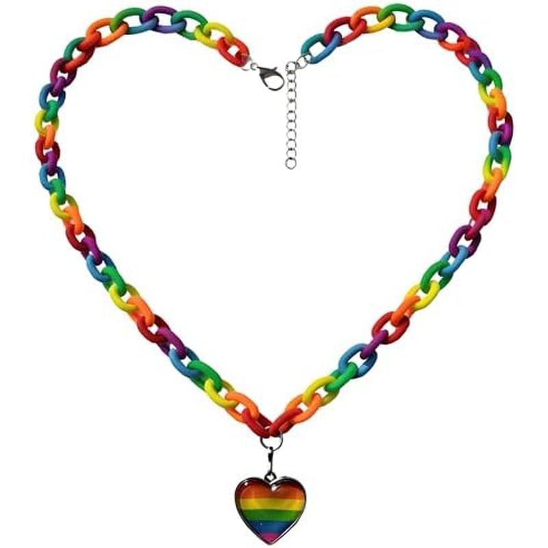 LGBTQ+สร้อยคอเจ้าสาวเหมาะสําหรับทั้งชายและหญิง-Non-FadingอะคริลิคRainbow Heart Chain, Hypoallergenic