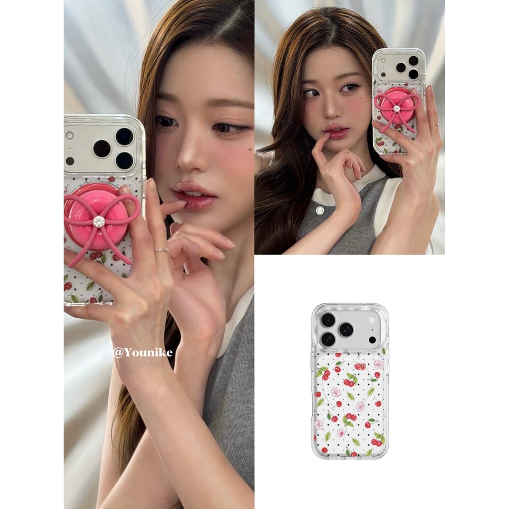 Zhang Yuanying Ouni สไตล์เดียวกันฤดูร้อนหวานน่ารักเชอร์รี่เหมาะสําหรับ iphone17pro/17promax เคสป้องกัน Apple 16 เคสโทรศัพท์ 16promax เคสป้องกัน 15/13/14 เคส