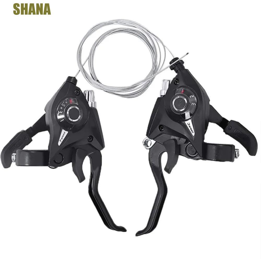 SHANA จักรยาน Shifter Levers, 3x7 21 ความเร็ว 3x8 24 ความเร็ว 21 ความเร็วจักรยาน Shifter, ขี่จักรยานแผ่นดิสก์เบรคสีดําคันโยกอะไหล่เสือภูเขา Shifter ชุด MTB