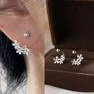 ต่างหูแฟชั่น สไตล์ใส่ได้สองข้าง ดีไซน์ดอกไม้ ต่างหูเจาะกระดูกอ่อนหู ต่างหูแบบติดหู เครื่องประดับ