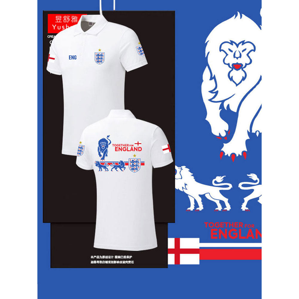 【polo】 2026 World Cup England Three Lions แฟนฟุตบอลชุดเสื้อโปโลผู้ชายและผู้หญิงปกเสื้อยืดแขนสั้น S-3XL