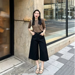 LUMOS 🍭กางเกงขายาว 7 ส่วนเอวสูง ใส่สบาย แมตช์ได้ทุกสไตล์ มี 4 สี ส่งจากกรุงเทพฯ#Women Clothes