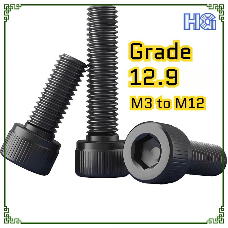 12.9 เกรด HT สกรูหัวซ็อกเก็ต Baut Allen Hitam Extra Long Allen Bolt High Tensile M5 M6 M8