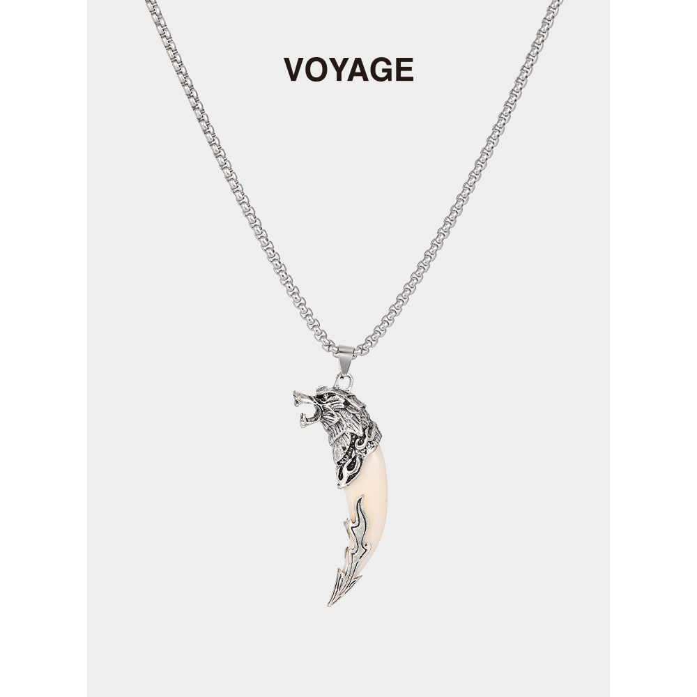 Retro Wolf ฟันจี้สร้อยคอผู้ชาย Street Wear All-Match Hip-Hop Clavicle เสื้อกันหนาวอุปกรณ์เสริมผู้ชาย