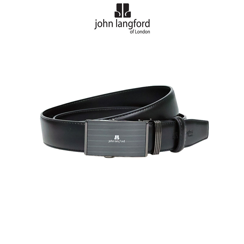 JOHN LANGFORD เข็มขัดผู้ชาย / 35MM หัวเข็มขัดอัตโนมัติ / หนัง / สีดํา / JLB325L9 (A1)