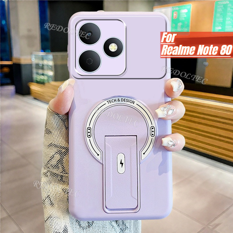 เคสRealme Note 80 แฟชั่นใหม่แม่เหล็กที่มองไม่เห็นขาตั้งเคสโทรศัพท์Relame Note80 Matte Soft Coverรองรับไร้สายชาร์จAnti-Drop Anti-Fingerprintปลอก