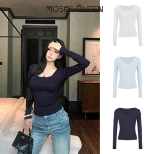 MOSESQUEEN เสื้อผ้ากันแดดสตรี แขนยาว ชั้นในสบายฤดูร้อน กันแดด น้ำหนักเบา ระบายอากาศได้ดี แฟชั่นตัวบน #63079