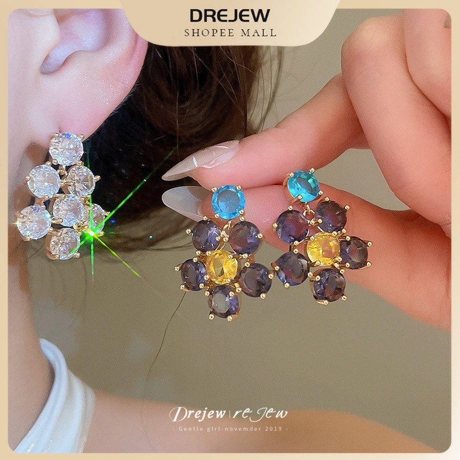 เดรช สีฟ้าสีเหลืองสีม่วงดอกไม้ต่างหูสตั๊ดโทนทองประกายเครื่องประดับแฟชั่นสําหรับโอกาสพิเศษของขวัญวันหยุดและของขวัญวันเกิด
