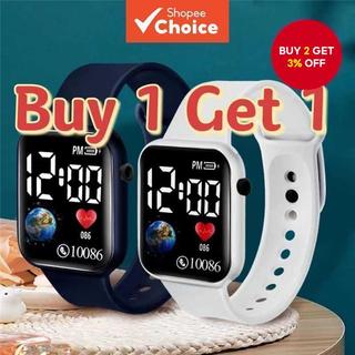 LED Digital Electronic Sports Watch 2pcs Luminous Square Dial Smart Wristwatch For Kids Birthday Gift