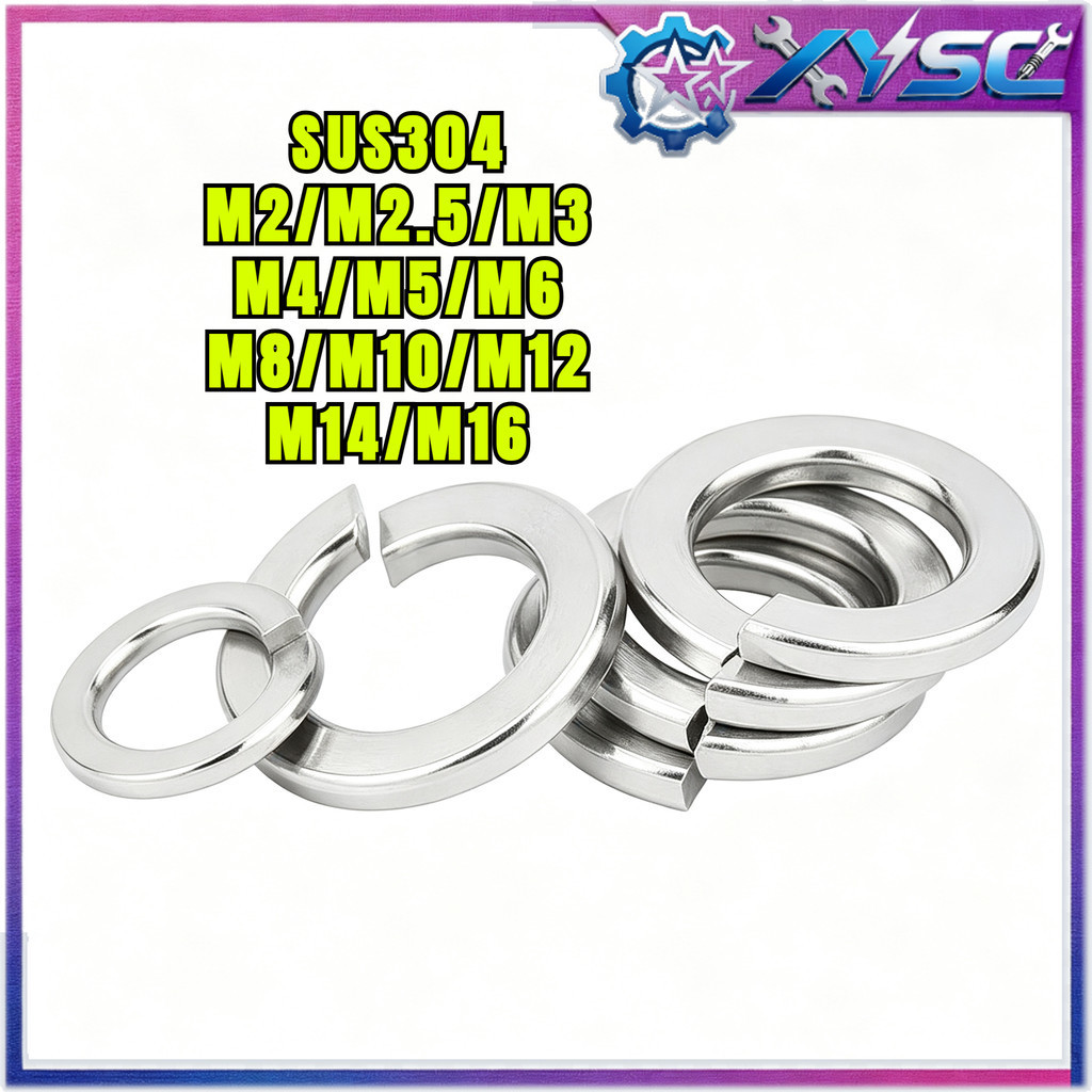 แหวนสปริง สแตนเลส 304  แหวนรอง กันคลาย สแตนเลส / 304 Spring Washer Stainless Steel M2/M2.5/M3/M4/M5/M6/M8/M10/M12/M14/M16 H8-xy5