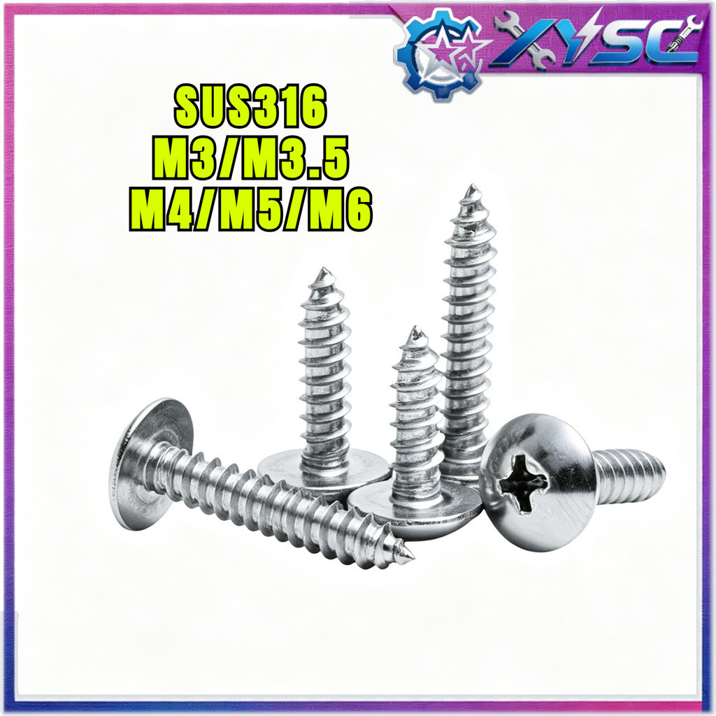 เกลียวปล่อย หัวกระทะ JT+ แฉก สแตนเลส 316 / Truss Head Machine Screw Tapping SUS316 M3/M3.5/M4/M5/M6H