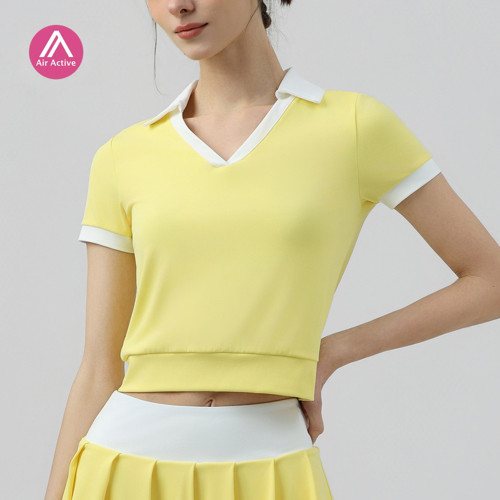 AirActive โยคะ T เสื้อเสื้อโปโลกีฬาสําหรับวิ่งกอล์ฟเทนนิสแบดมินตันฟิตเนสออกกําลังกาย Casual Activewear