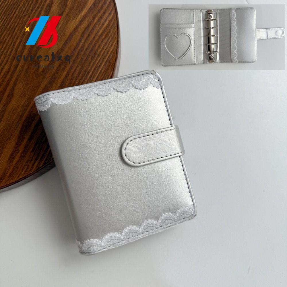 OUREAPH M5 Binder Cover, PU หนังกันน้ําโน้ตบุ๊คลูกไม้ Binder ฝาครอบ,การออกแบบรีฟิล DIY Silver สี Loo