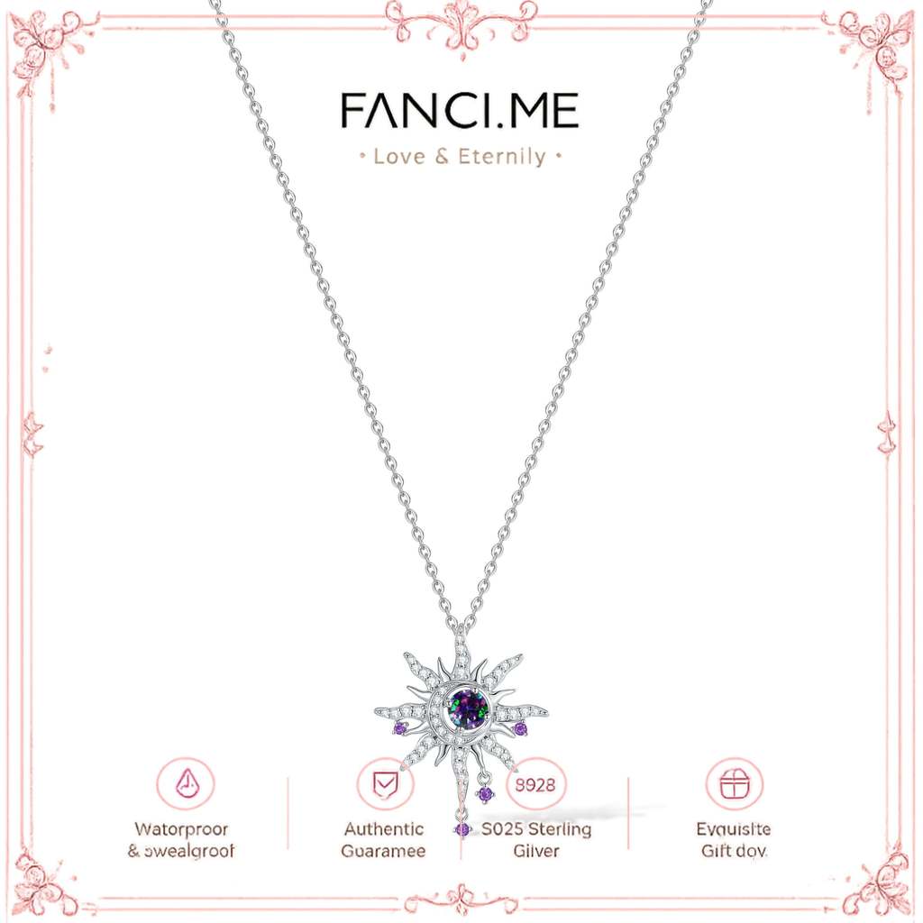 FANCIME "Soluna Nexus" Alexandrite มิถุนายน Birthstone สร้อยคอเงินแท้