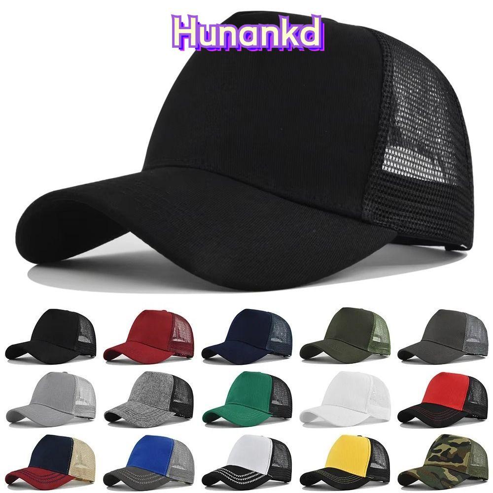 หมวกเบสบอล HUAN หมวกทรงสูงแบบแข็ง 5 แผง หมวกกันแดดสีทึบระบายอากาศได้