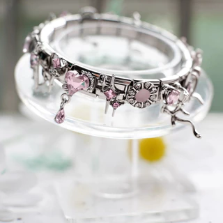 สร้อยข้อมือสแตนเลสแบบแยกส่วนอิตาลี, จี้ซีรีส์เพทายสีชมพู ทําเอง สร้อยข้อมือ, สร้อยข้อมือเสน่ห์อิตาลี