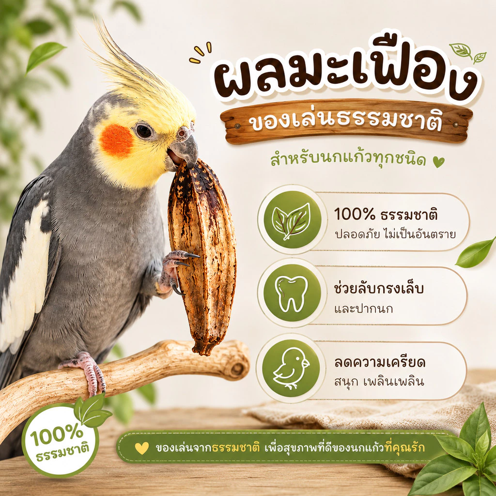 parrot.thailand ของเล่นนกแก้ว ผลมะเฟืองแท้อบแห้ง ไอเทมลดเครียด แทะมันส์สัญชาตญาณฟิน