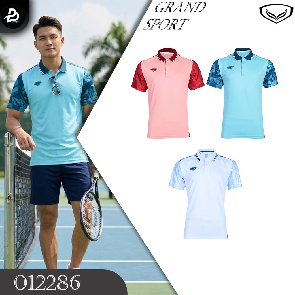 GRAND SPORT รุ่น 012286 เสื้อโปโลปก  ปกทอลายริ้ว  2  เส้น แกรนด์สปอร์ต แท้ 100