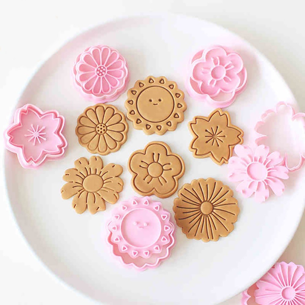 Cherry Blossom เครื่องตัดคุกกี้ DIY Cherry Blossom คุกกี้แสตมป์แม่พิมพ์เบเกอรี่อุปกรณ์เสริมสําหรับ Home Baking รูปร่างดอกไม้น่ารัก DIY เครื่องมืออบสําหรับคุกกี้ทํา