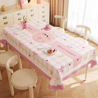 COD ผ้าปูโต๊ะ หนา PVC 90*140cm ผ้าปูโต๊ะสไตล์โดปามีน ลายการ์ตูนน่ารัก ป้องกันสิ่งน้ำน้ำมัน ทนความร้อน