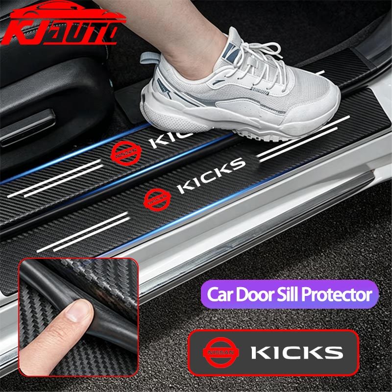 Nissan Kicks รถประตู Sill Protector Anti-Scratch ประตูเกณฑ์ Mat Scuff แผ่นอัตโนมัติประตู Pedal Guard สติกเกอร์สําหรับ Kicks P15 2017-2026 e-POWER อุปกรณ์ตกแต่งภายใน