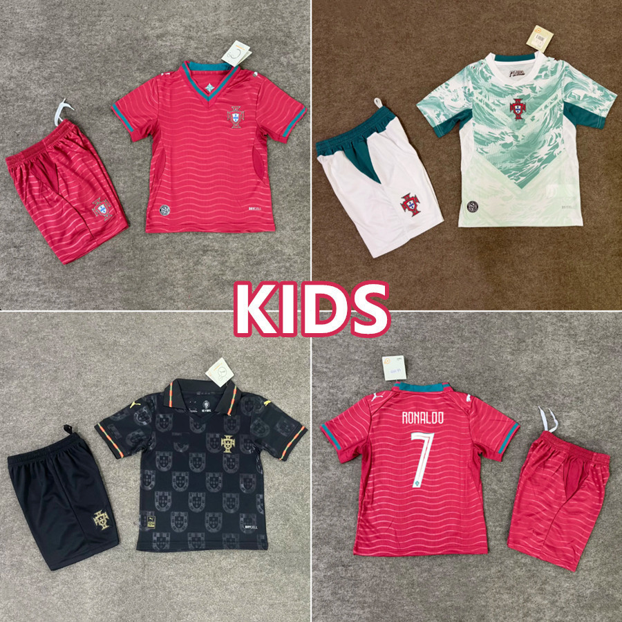 RONALDO 2026 Portugal Home & Away เสื้อฟุตบอลเด็กคุณภาพสูงชุดเด็ก
