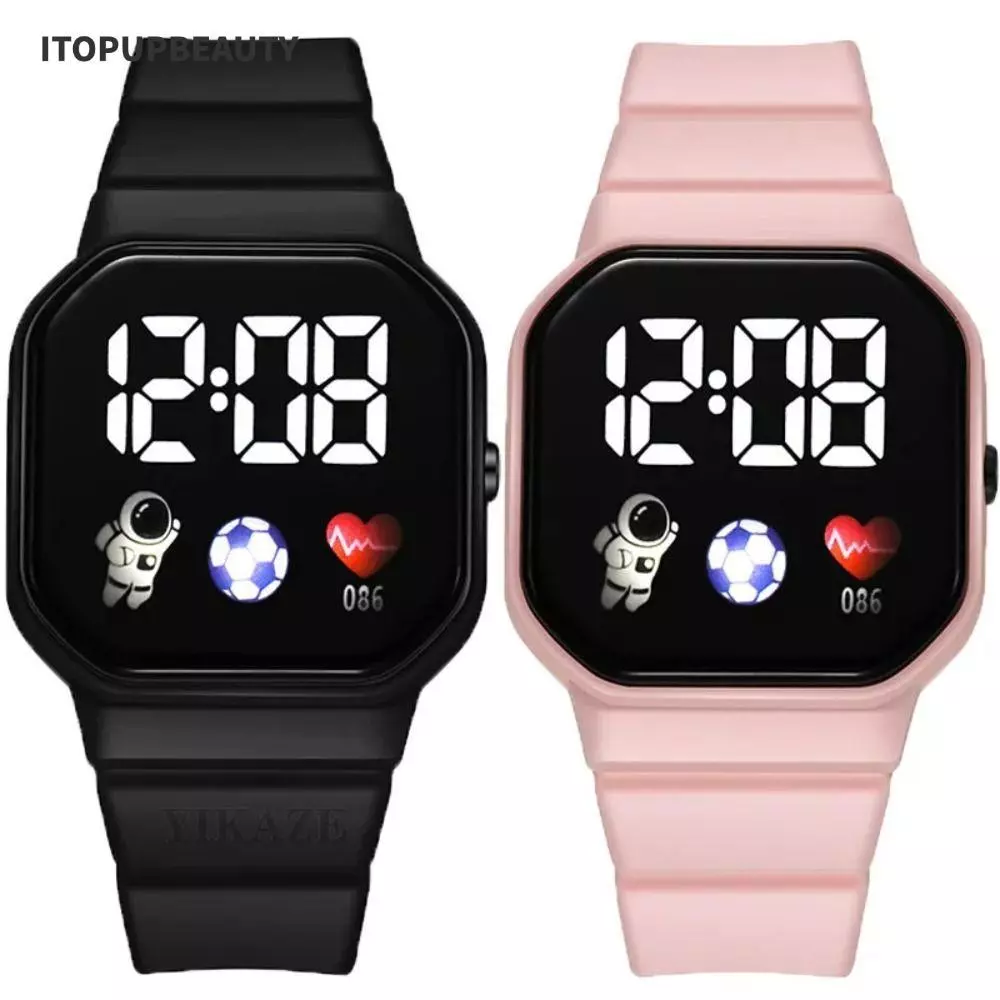 ITOPUPBEAUTY นาฬิกาดิจิตอล LED, สายซิลิโคนกันน้ําเด็กนาฬิกาสปอร์ต,แฟชั่นกลางแจ้ง Spaceman นาฬิกาข้อมืออิเล็กทรอนิกส์ผู้ชายผู้หญิงนักเรียน