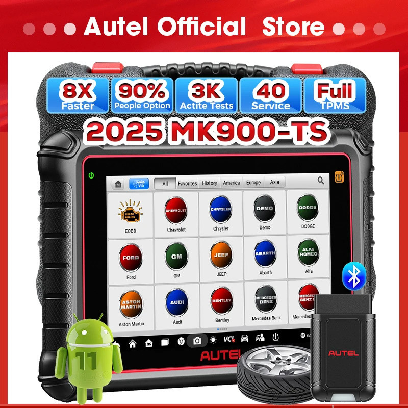 คลาสสิก Autel MK900-TS TPMS เครื่องมือวินิจฉัย Bidirectional DoIP/CAN FD 8 นิ้วเครื่องมือสแกนอัตโนมั
