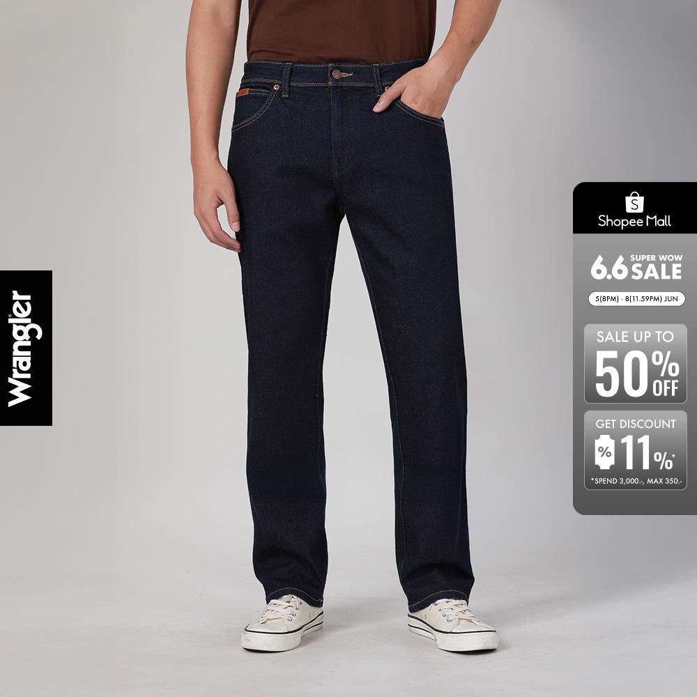 WRANGLER กางเกงยีนส์ผู้ชาย เอวกลาง ทรงตรง ทรง Texas รุ่น WR F525MTEXF47 สียีนส์เข้ม