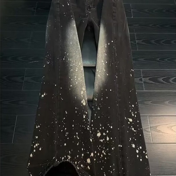 Li เสื้อผ้า Falling Galaxy Heavy Industry ร้อนเจาะกางเกงยีนส์ขากว้างผู้หญิง 2026 ฤดูร้อนสไตล์ใหม่สูง