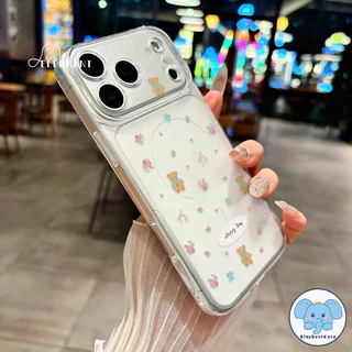 เหมาะสำหรับ IPhone 17 15 air 14 16 13 12 11 Pro Max 14 16 15 Plus เคสคอร์นิง ตุ๊กตหมีดอกไม้ น่ารัก สไตล์ฮิต