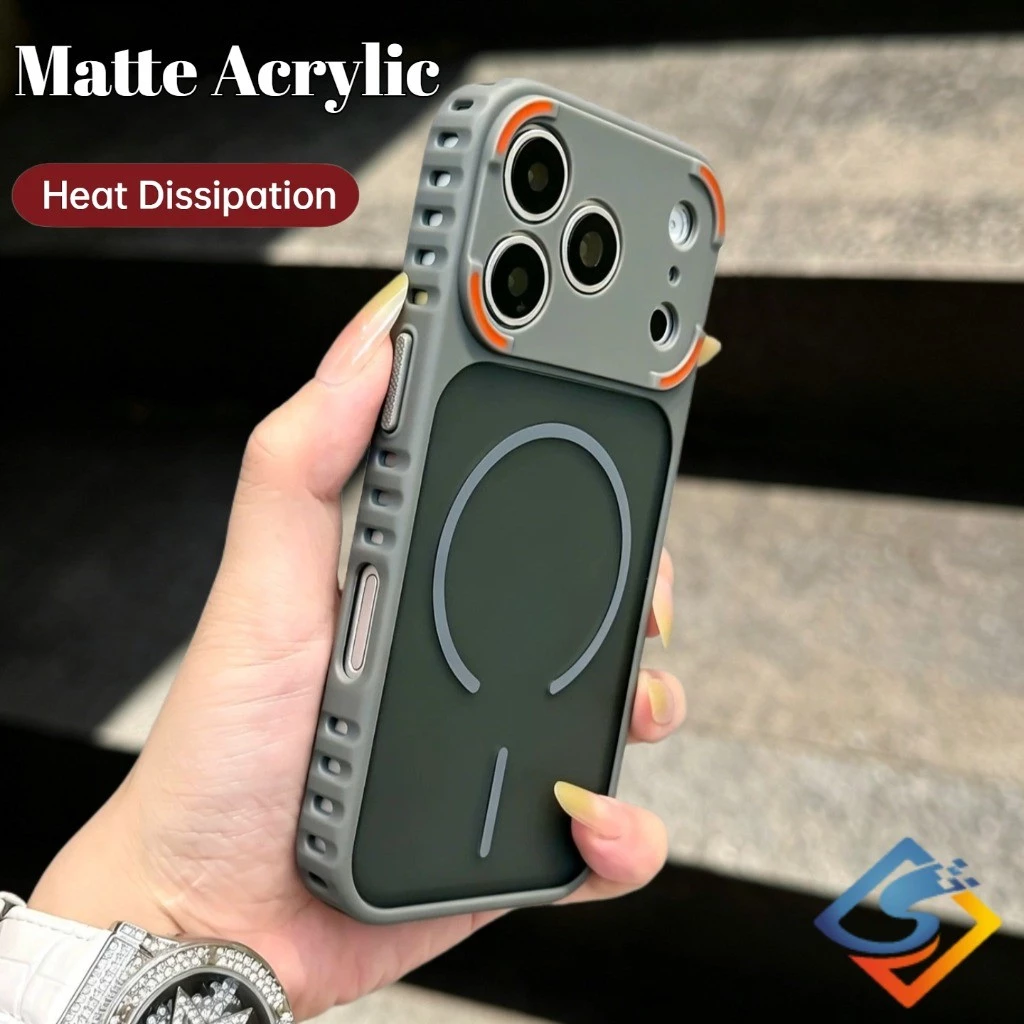 การกระจายความร้อน Matte อะคริลิค Hard Case แม่เหล็กสําหรับ iPhone 17 Pro Max 16 15 14 13 12 11 Pro Max Frosted ฝาครอบกันกระแทก
