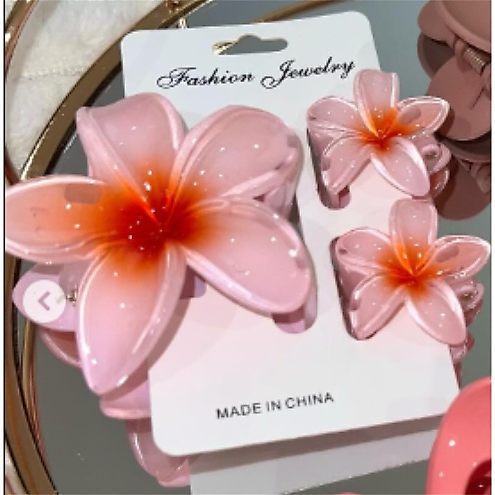 3Pcs Colorful Frangipani Flower Star Hairpin Women Girl Hair Clip Hawaiian Accessories