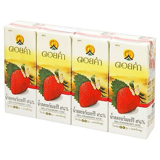 [สินค้าส่งด่วน] ดอยคำน้ำสตรอว์เบอรรี่ 98% 200มล.X4 DOIKHAM 98% STRAWBERRY FRUIT 200ML