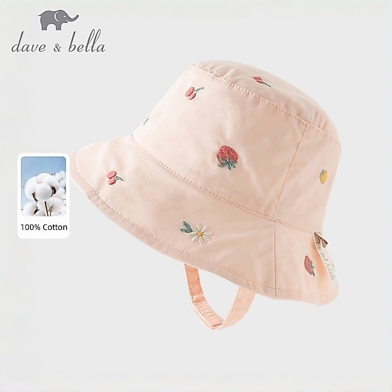 Dave Bella หมวกกันแดด บักเก็ต เด็กชาย cotton งานปัก หมวกน่ารัก สีฟ้าลายทาง ฤดูร้อน DB2248687