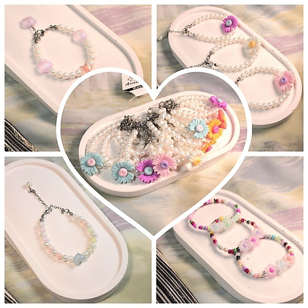 12 ชิ้น AESTHETIC PEARL BRACELETS, PEARL BRACELETS, DOTE BRACELETS