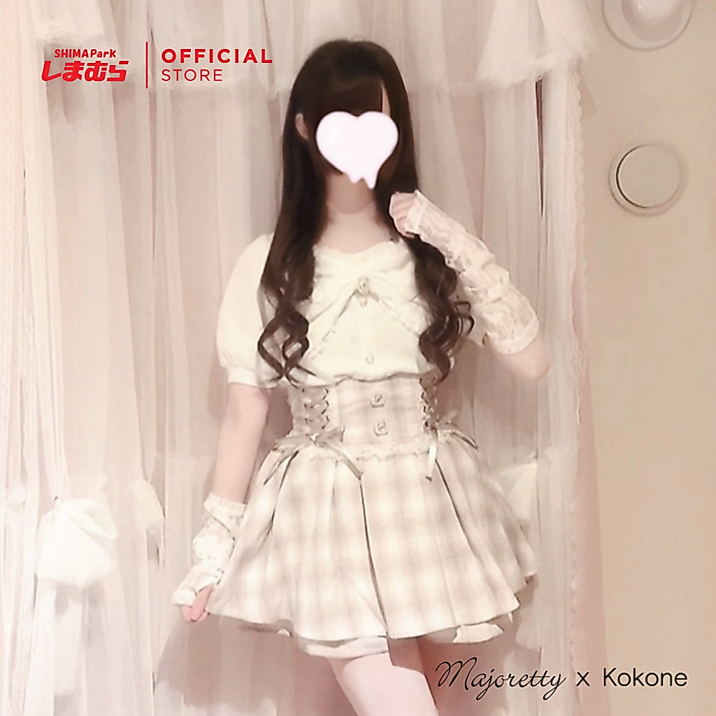 Majoretty x Kokone - เสื้อเบาส์ผ้ายืด แต่งโบว์หัวใจสไตล์ Jirai Kei สุดคิ้วท์จากญี่ปุ่น