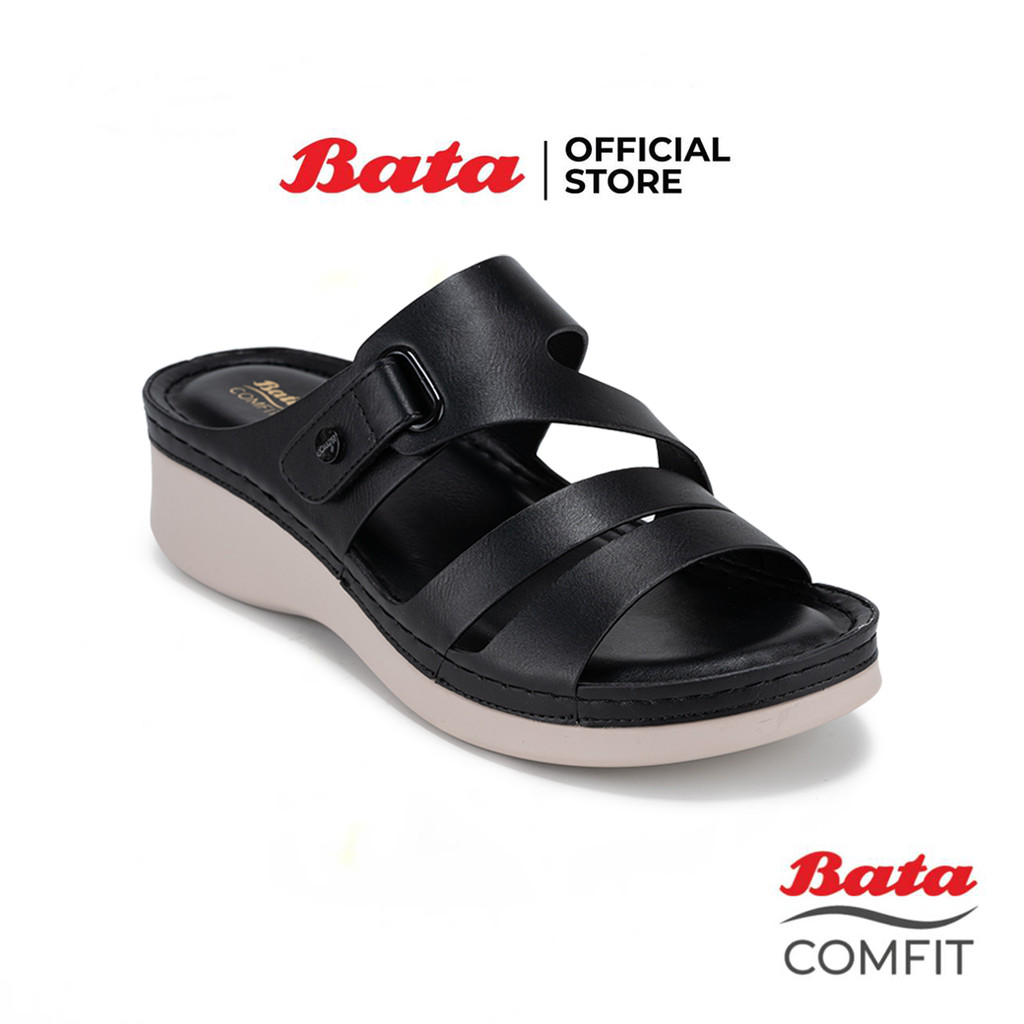Bata บาจา  รองเท้าเพื่อสุขภาพ แบบสวม เสริมส้นสูง 1 นิ้ว สำหรับผู้หญิง สีเบจ 6018169 สีดำ 6016169