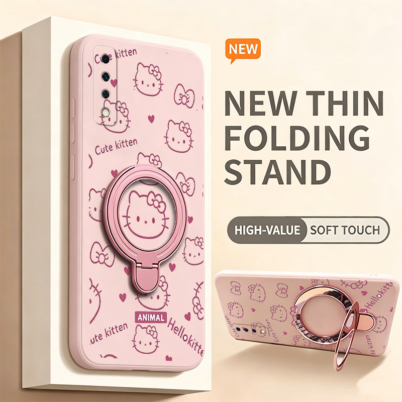 เคสสําหรับ SAMSUNG A7 2018 A50 A70 A50S A30S เคสโทรศัพท์ Softcase ซิลิโคนกันกระแทกปกดีไซน์ใหม่ความงามพร้อมที่วางแมวน่ารักสีชมพูสําหรับสาวโปร่งใส YTFUZJ1
