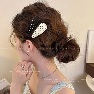 2 ชิ้น Polka Dot BB คลิปสําหรับผู้หญิงด้านข้าง Bangs Hairpin คลิปคําเดียวอุปกรณ์เสริมผม