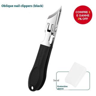  Tesouras para unhas oblíquas, cortador de unhas encravadas em aço inoxidável, aberturas grandes, anti-salpicos, preto,
